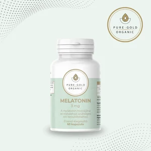 Pure Gold Organic Melatonin 3 mg – Komplex alvástámogató kapszula  5-HTP-vel és komlókivonattal – 60 db vegán kapszula