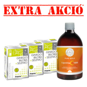 Ginkgo Biloba + Selenio - 3 x 30 db + LipoVita C 1000 folyékony liposzómás C vitamin 500 ml