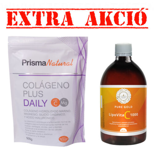 Colagen Plus Daily - csont- és ízületregeneráló por 500g + LipoVita C 1000 folyékony liposzómás C vitamin 500 ml