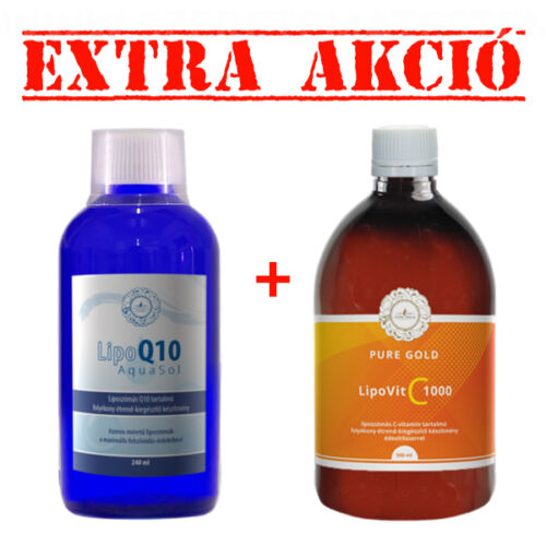 LipoQ10 Aqua Sol 240 ml +  LipoVit C 1000 folyékony liposzómás C vitamin 500 ml