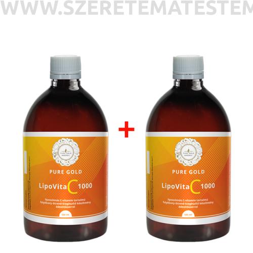 Pure Gold LipoVita C 1000 folyékony liposzómás C vitamin 2x500 ml 